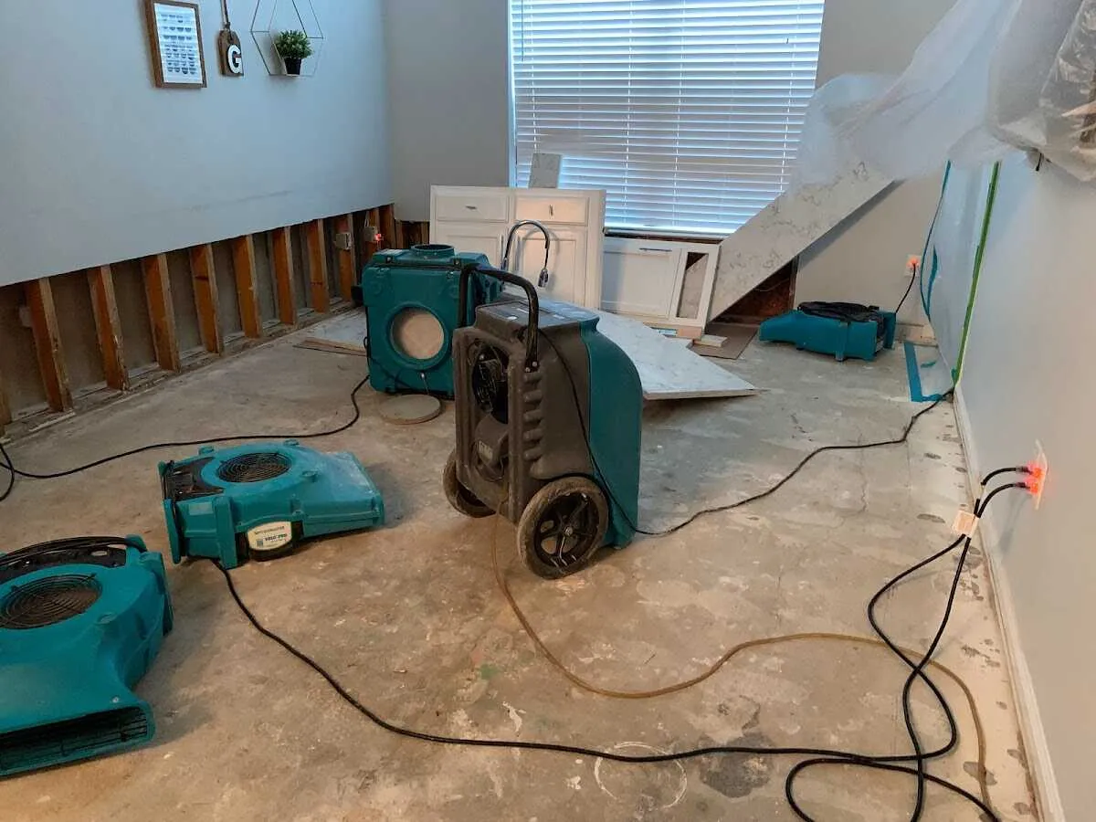 Dehumidifier in flood-cut room for Water Damage Restoration in Fort Gratiot